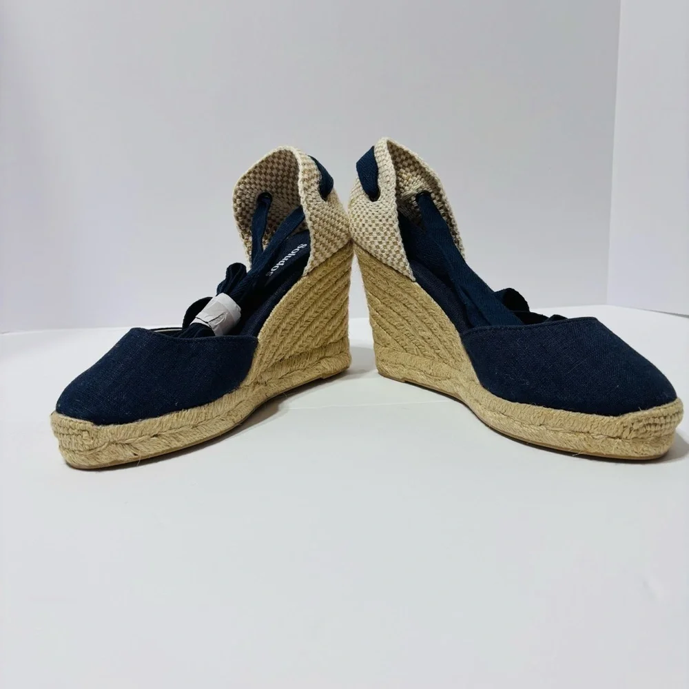 Soludos Blue and Cream
Espadrille Wedges with Ankle Strap - Picture 6 of 9